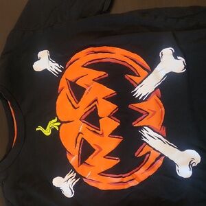 Circo Black Tee with Orange and Green Pumpkin Design